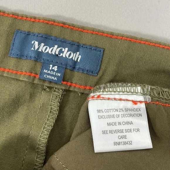 MODCLOTH Skirt Skirt Olive Green Twill Pockets Size 14 - Picture 6 of 8